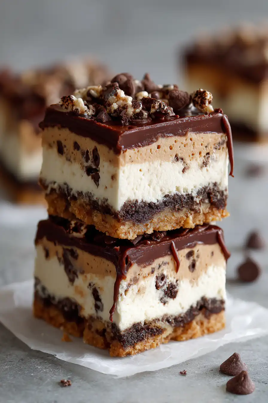 No Bake Cookie Dough Cheesecake Bars