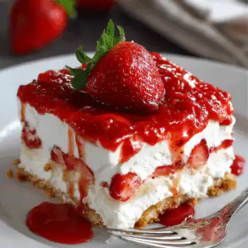 No Bake Strawberry Cheesecake Lasagna