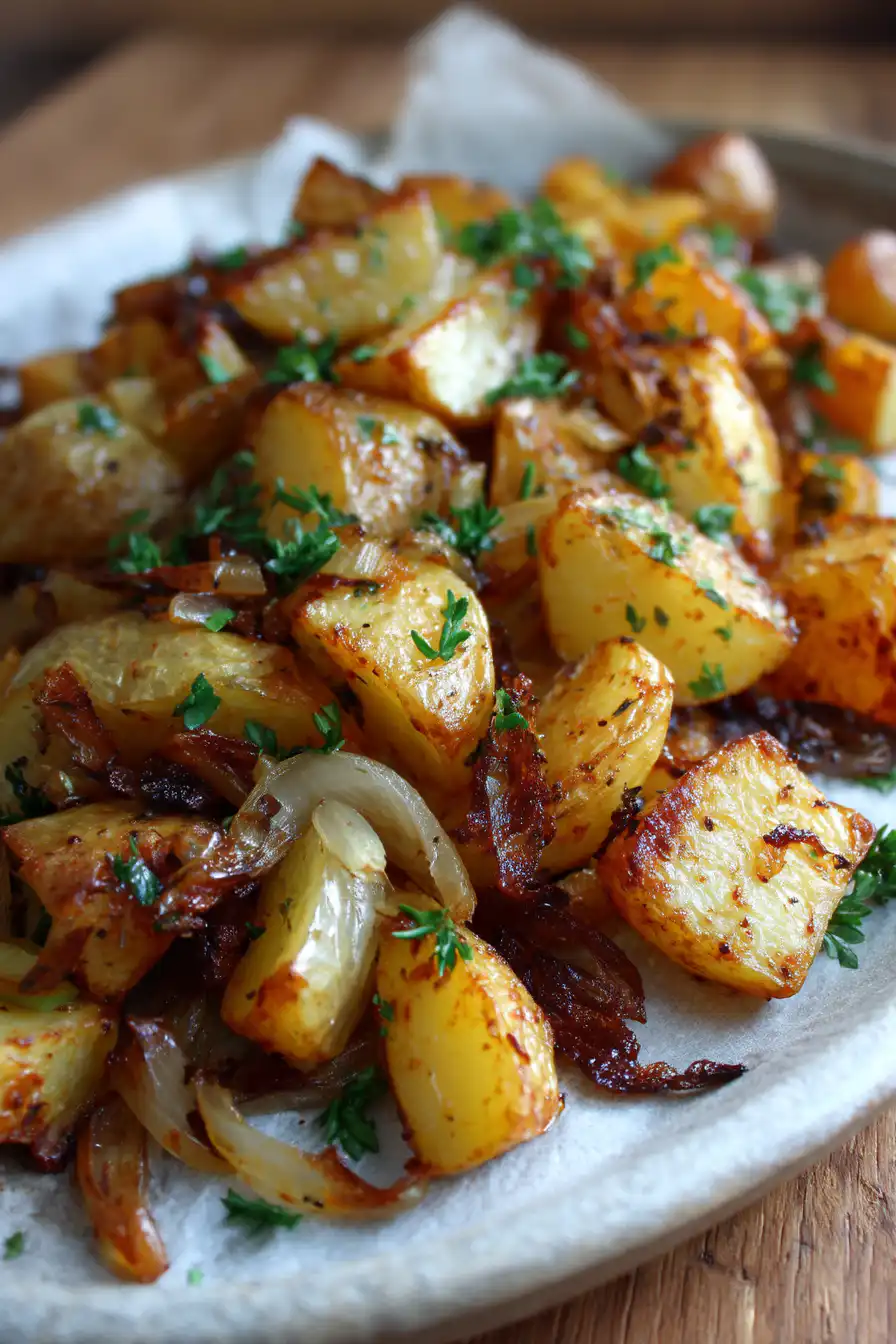 Oven Fried Potatoes & Onions