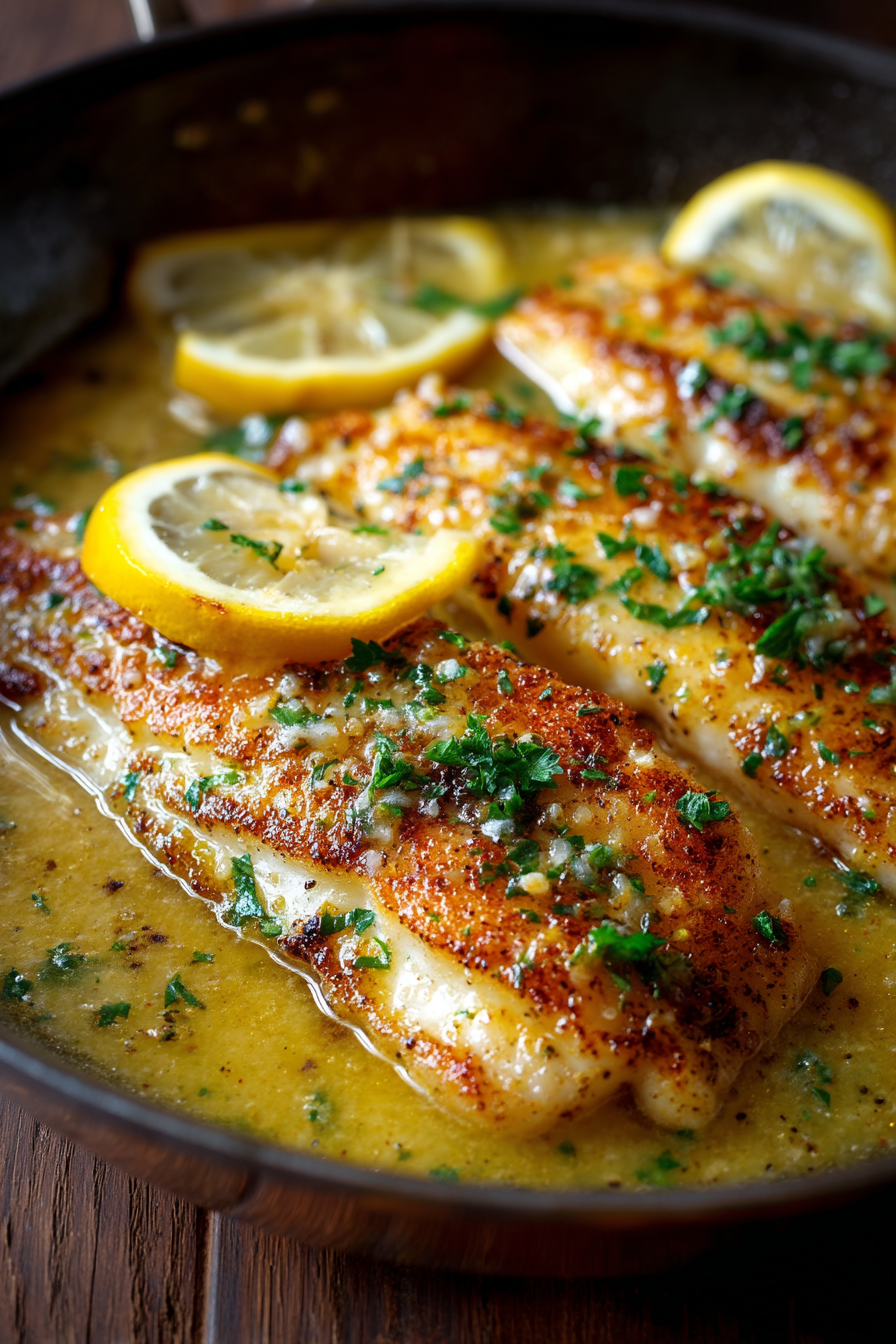 Pan-Fried Fish with Lemon Butter Sauce