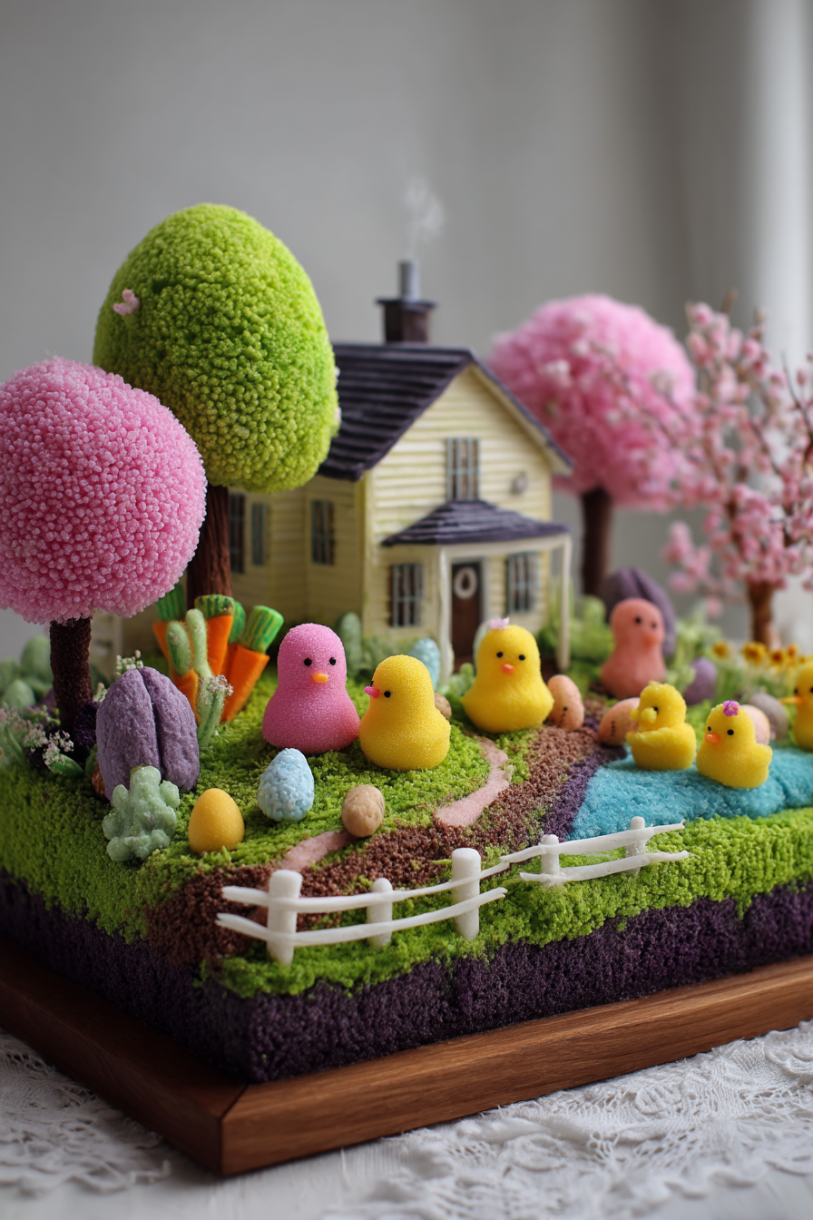 Peeps Easter Garden Cake