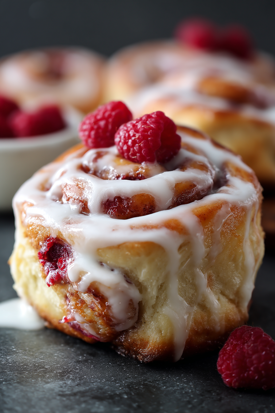 Raspberry Cinnamon Rolls with Lemon Glaze