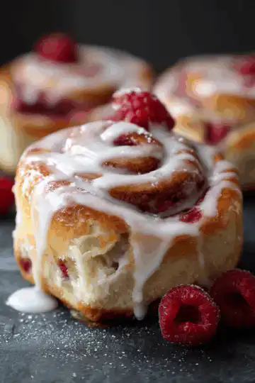 Raspberry Cinnamon Rolls with Lemon Glaze