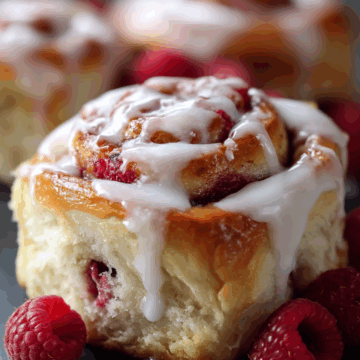 Raspberry Cinnamon Rolls with Lemon Glaze