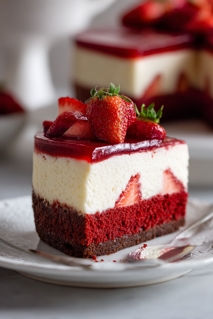 Red Velvet Strawberry Cheesecake