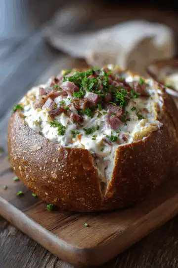 Reuben Dip in a Rye Bread Bowl
