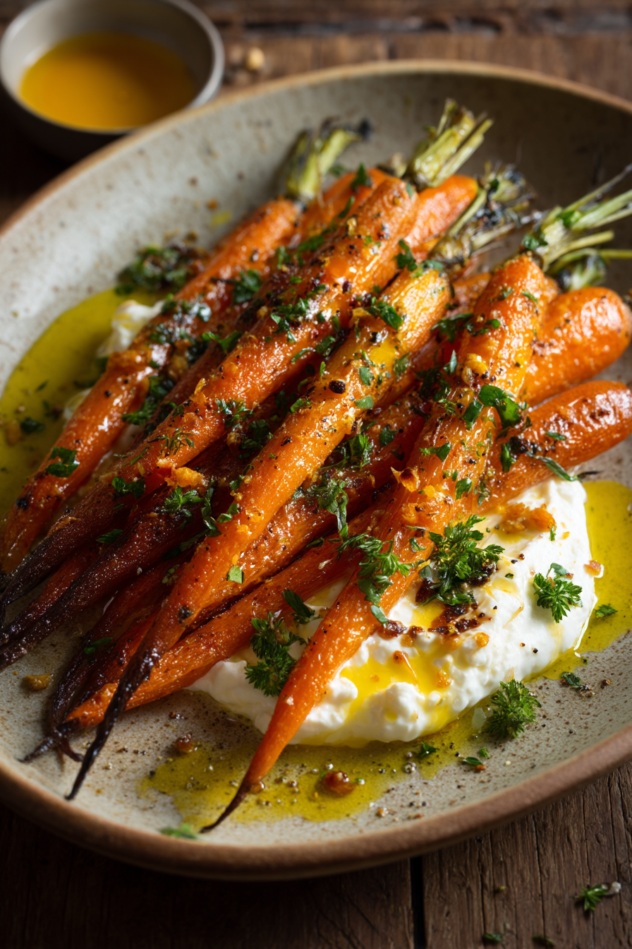 Roasted Carrots with Whipped Ricotta and Hot Honey