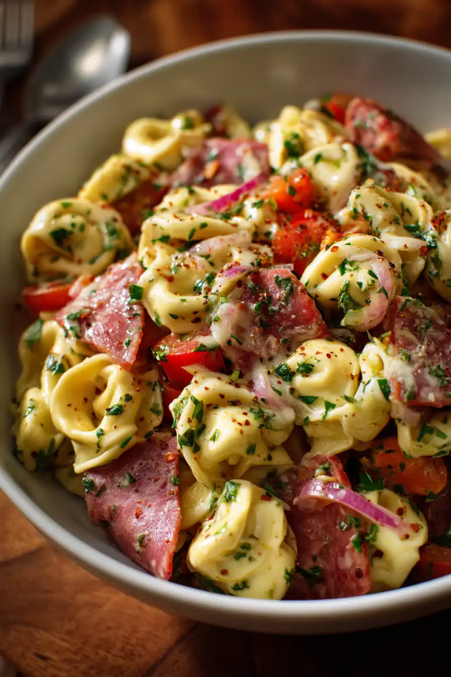 Salami-Mozzarella Tortellini Pasta Salad