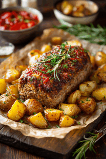 Sheet Pan Mini Meatloaf and Roasted Potatoes