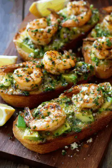 Shrimp and Avocado Garlic Bread