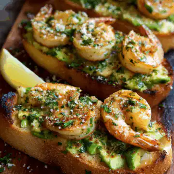 Shrimp and Avocado Garlic Bread
