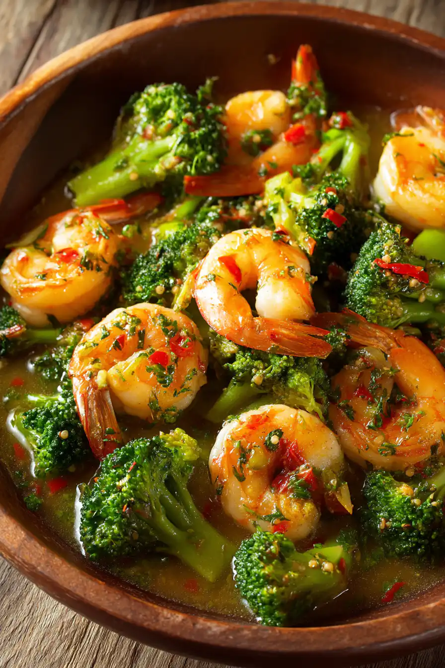 Shrimp and Broccoli Stir Fry in Garlic Sauce