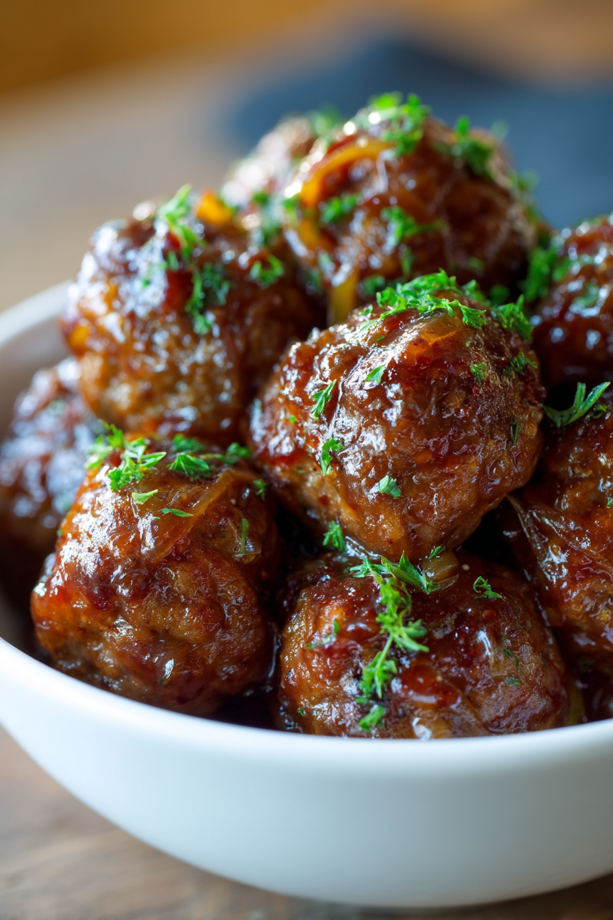 Slow Cooker French Onion Meatballs