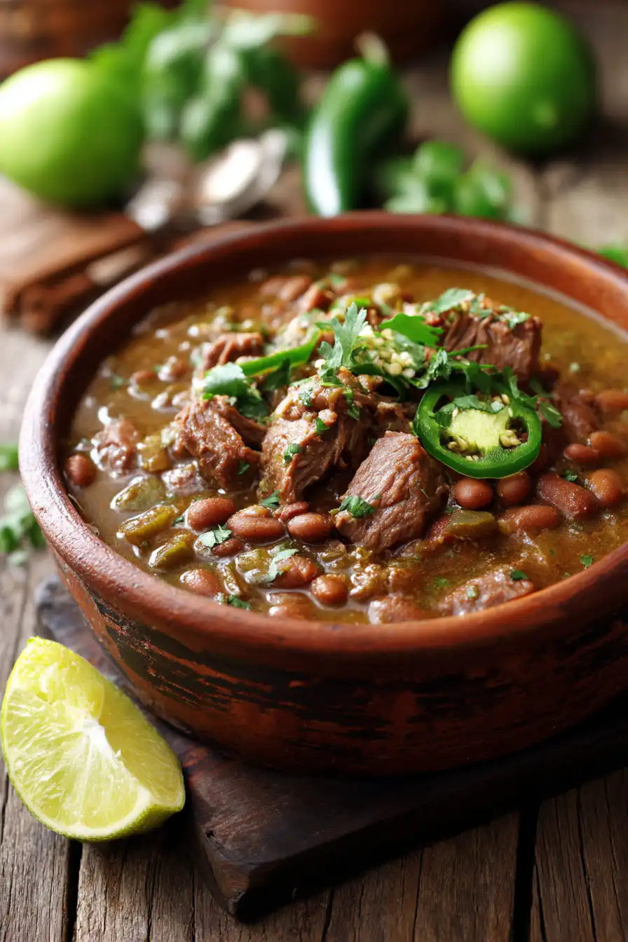 Slow Cooker Pinto Beans, Green Chile, and Beef