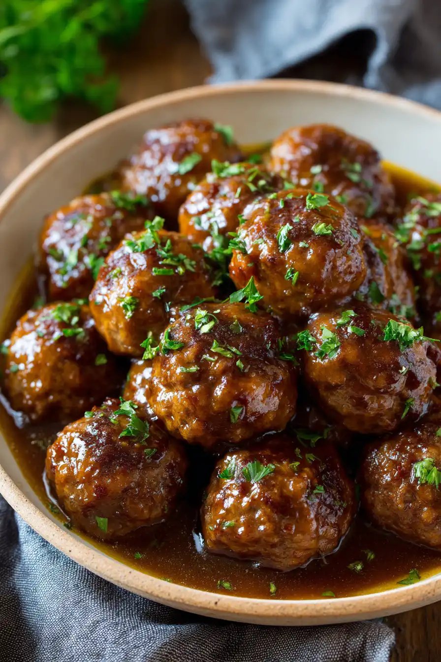 Slow Cooker Salisbury Steak Meatballs