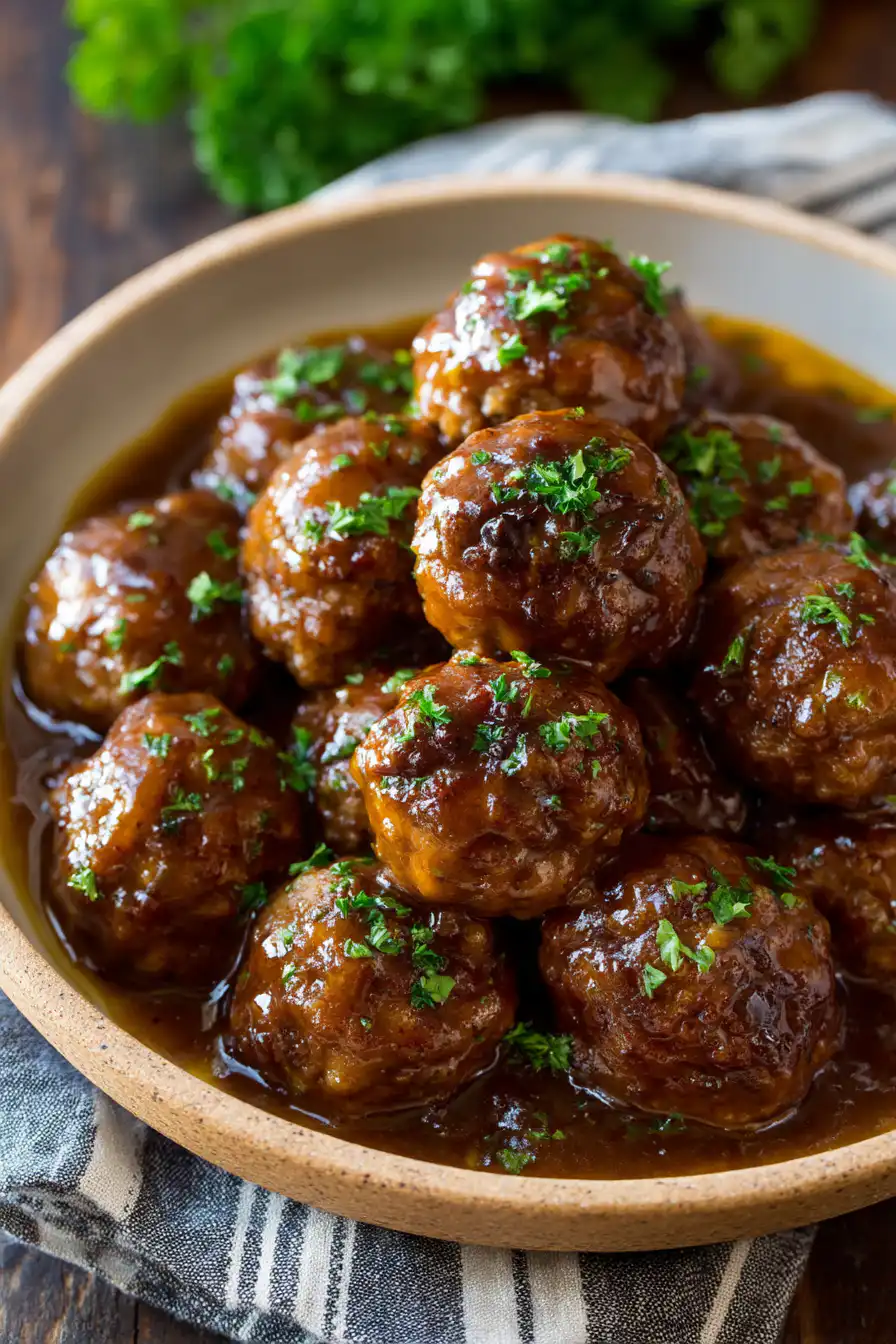 Slow Cooker Salisbury Steak Meatballs