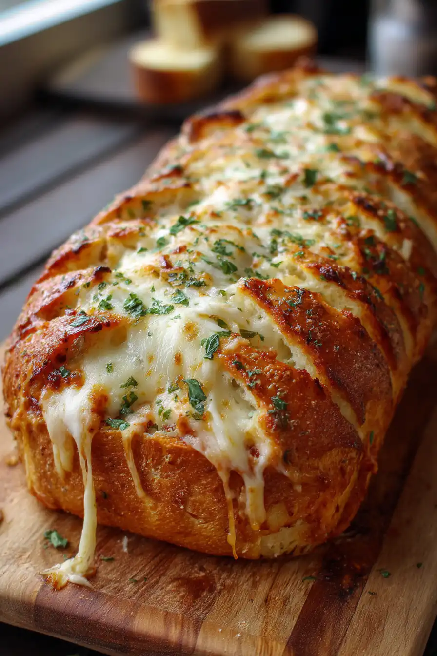 Spaghetti Stuffed Garlic Bread