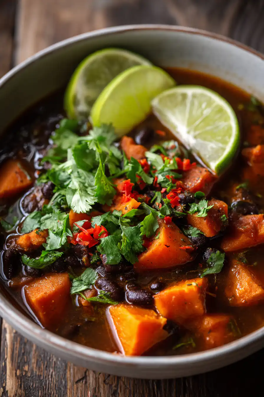 Spiced Sweet Potato and Black Bean Stew