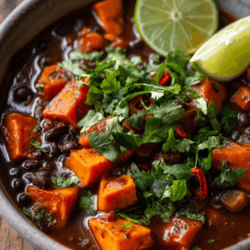 Spiced Sweet Potato and Black Bean Stew