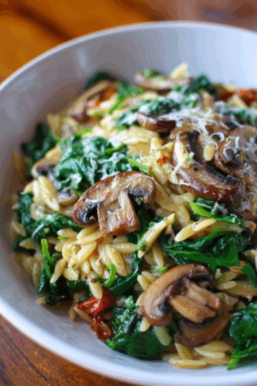 Spinach Mushroom Orzo