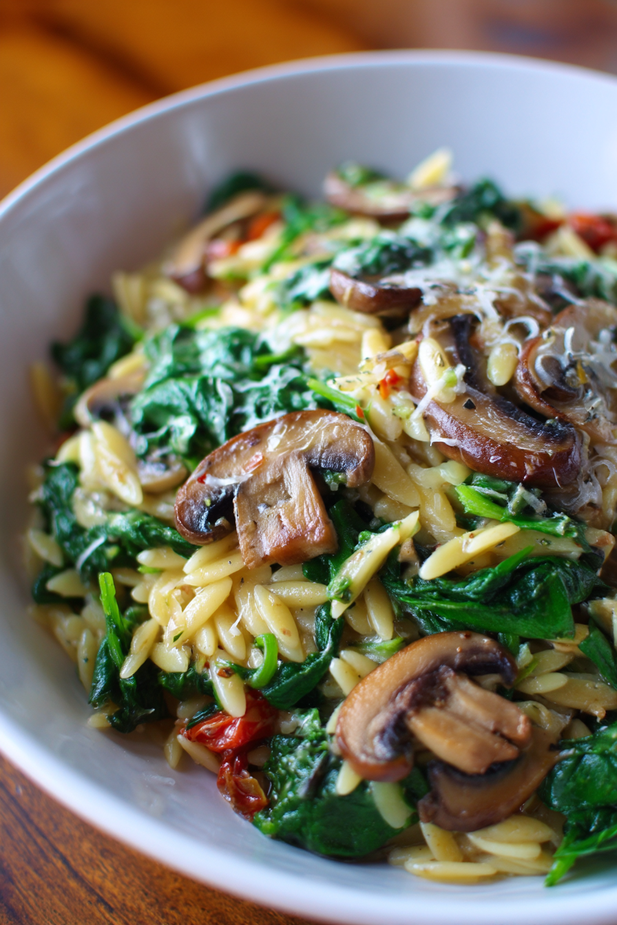 Spinach Mushroom Orzo