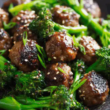 Sticky Mongolian Meatballs and Broccoli