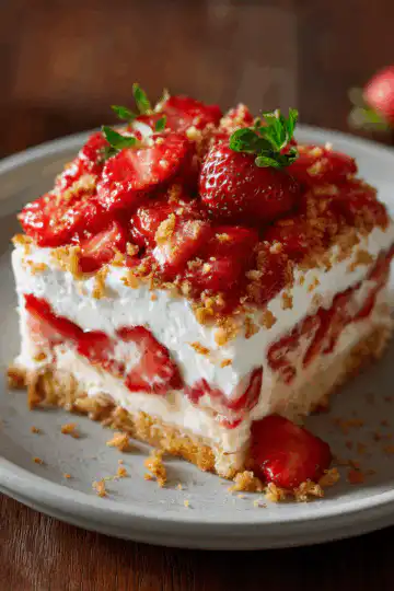 Strawberry Crunch Poke Cake
