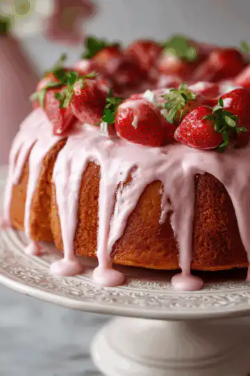 Strawberry Honeybun Cake with Strawberry Cream Icing
