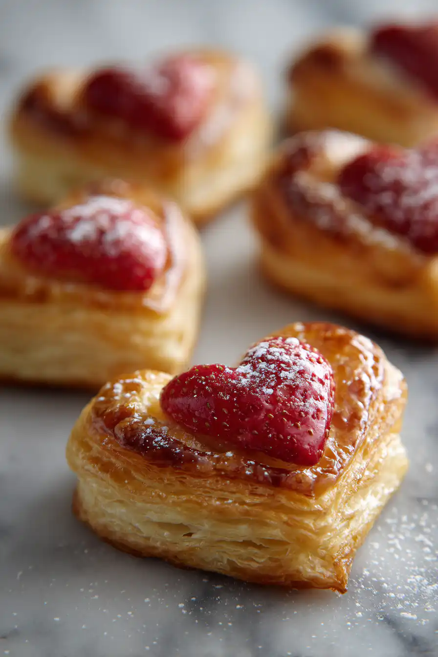 Strawberry Puff Pastry Hearts