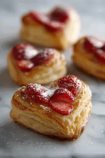 Strawberry Puff Pastry Hearts