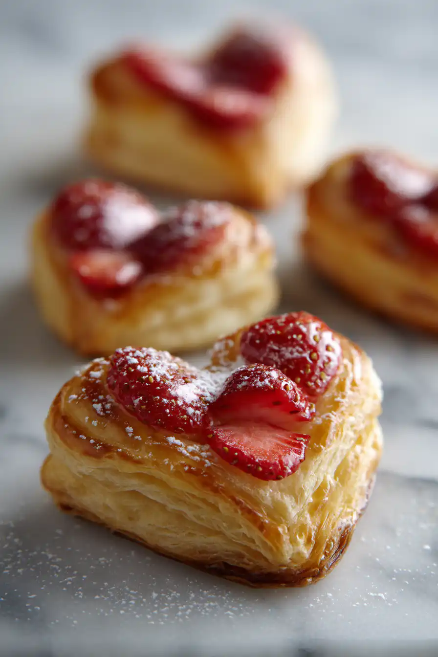 Strawberry Puff Pastry Hearts
