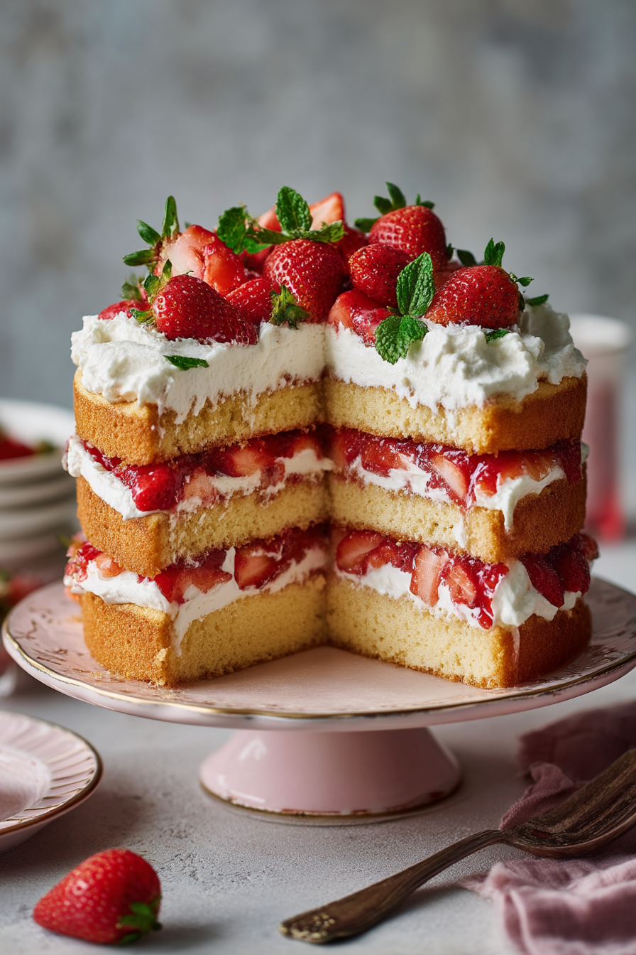 Strawberry Shortcake Layer Cake (Sponge Cake)