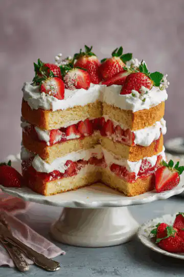 Strawberry Shortcake Layer Cake (Sponge Cake)