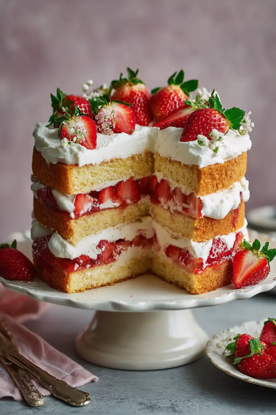Strawberry Shortcake Layer Cake (Sponge Cake)