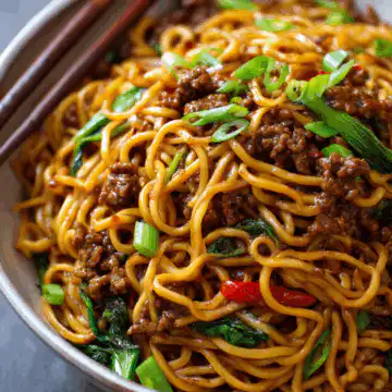 Stunning Mongolian Ground Beef Noodles