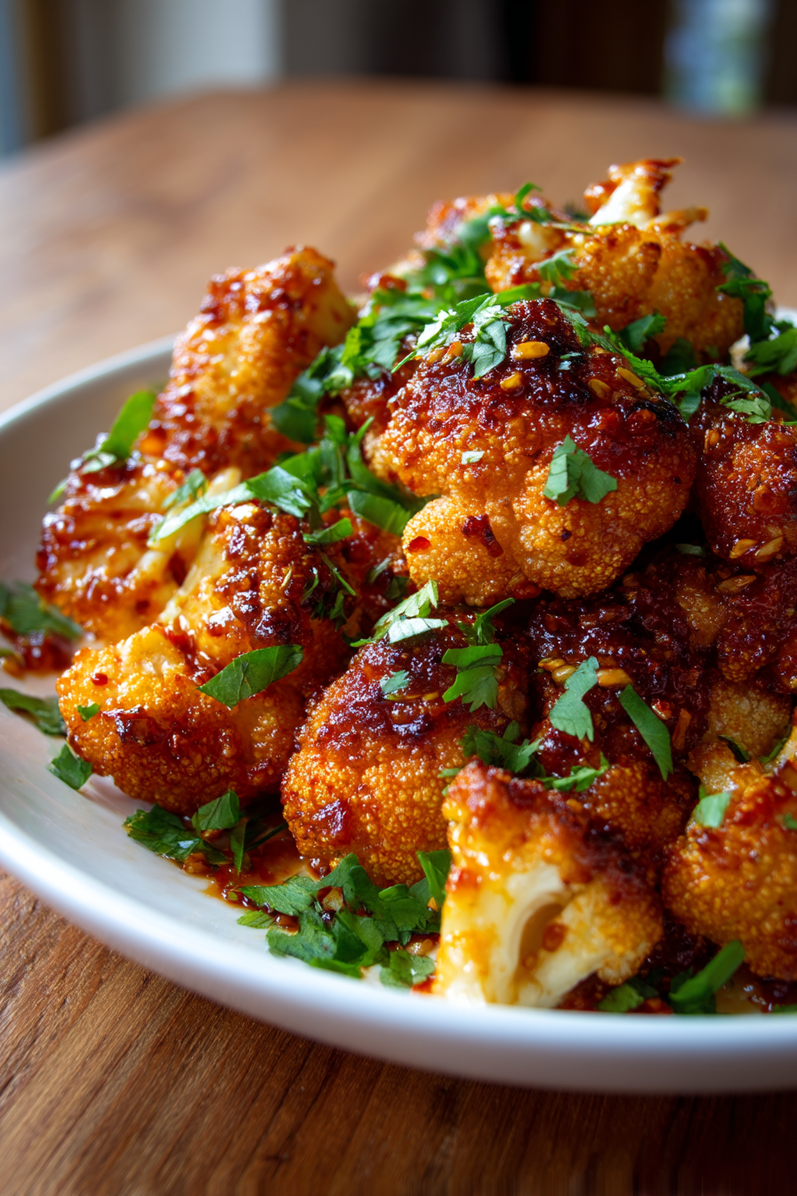 Sweet and Spicy Baked Cauliflower
