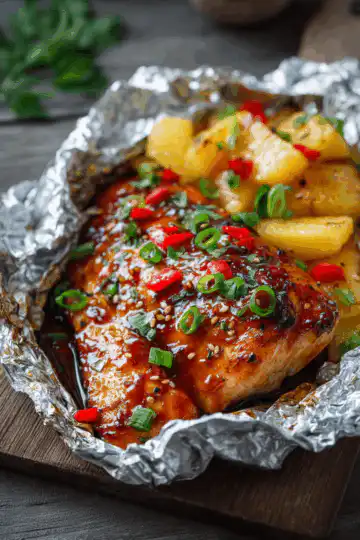 Teriyaki Chicken and Pineapple Foil Packets