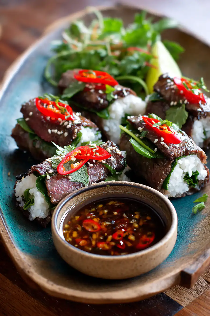Thai Basil Beef Rolls