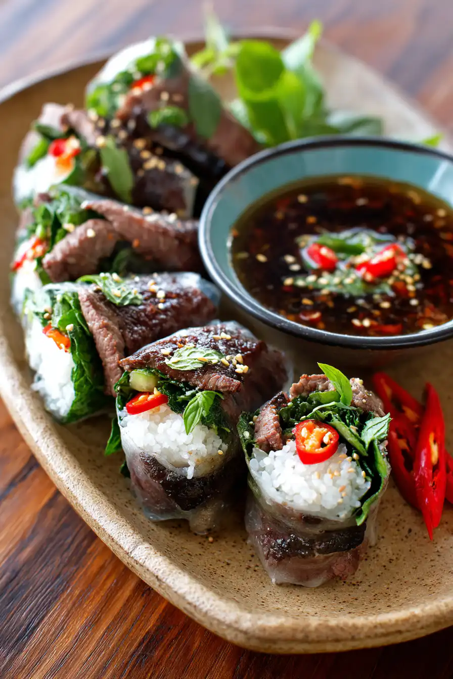 Thai Basil Beef Rolls
