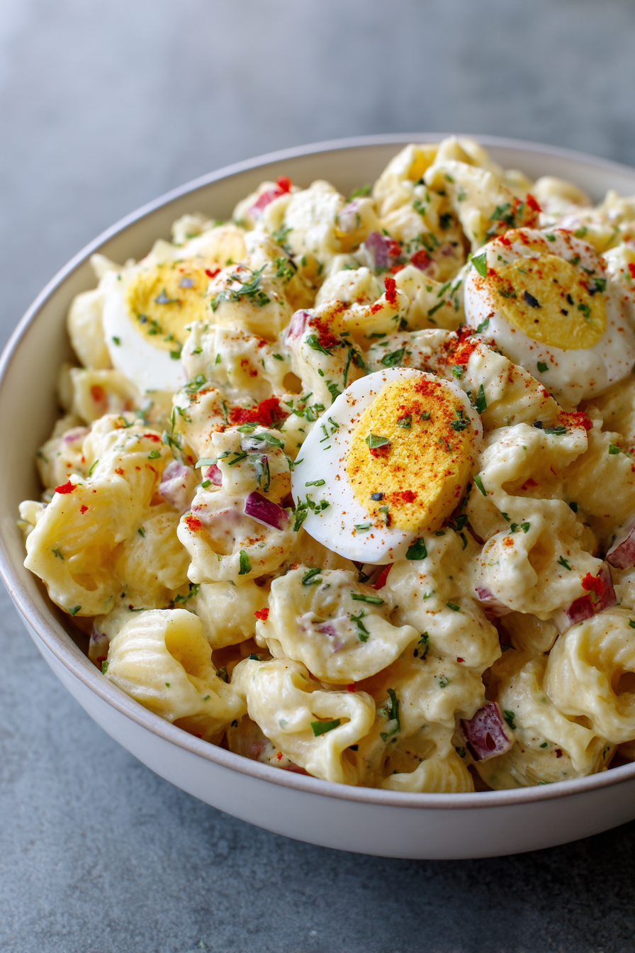 Unique Deviled Egg Macaroni Pasta Salad Recipe That Stuns!
