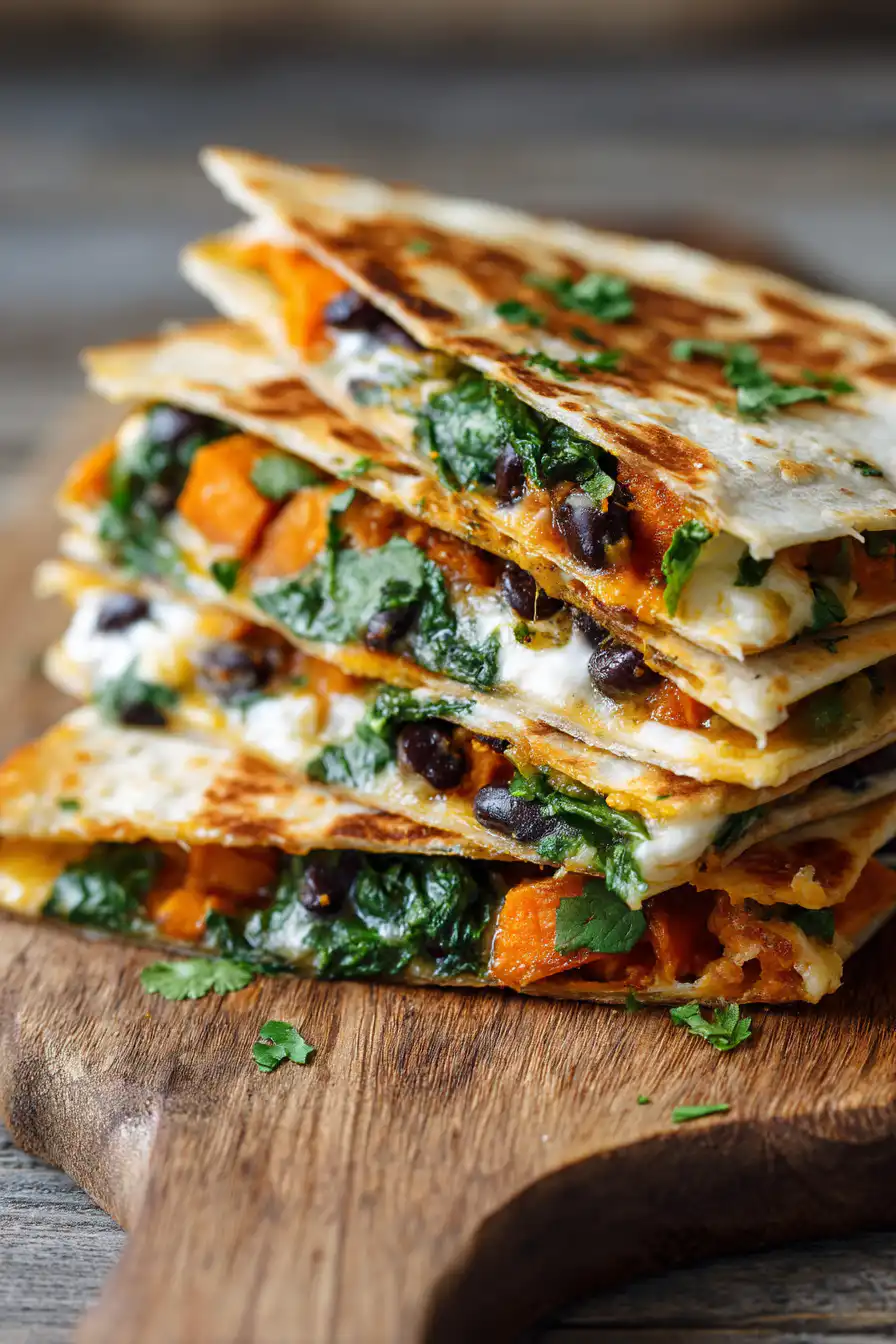 Vegetarian Quesadillas with Black Beans and Sweet Potato