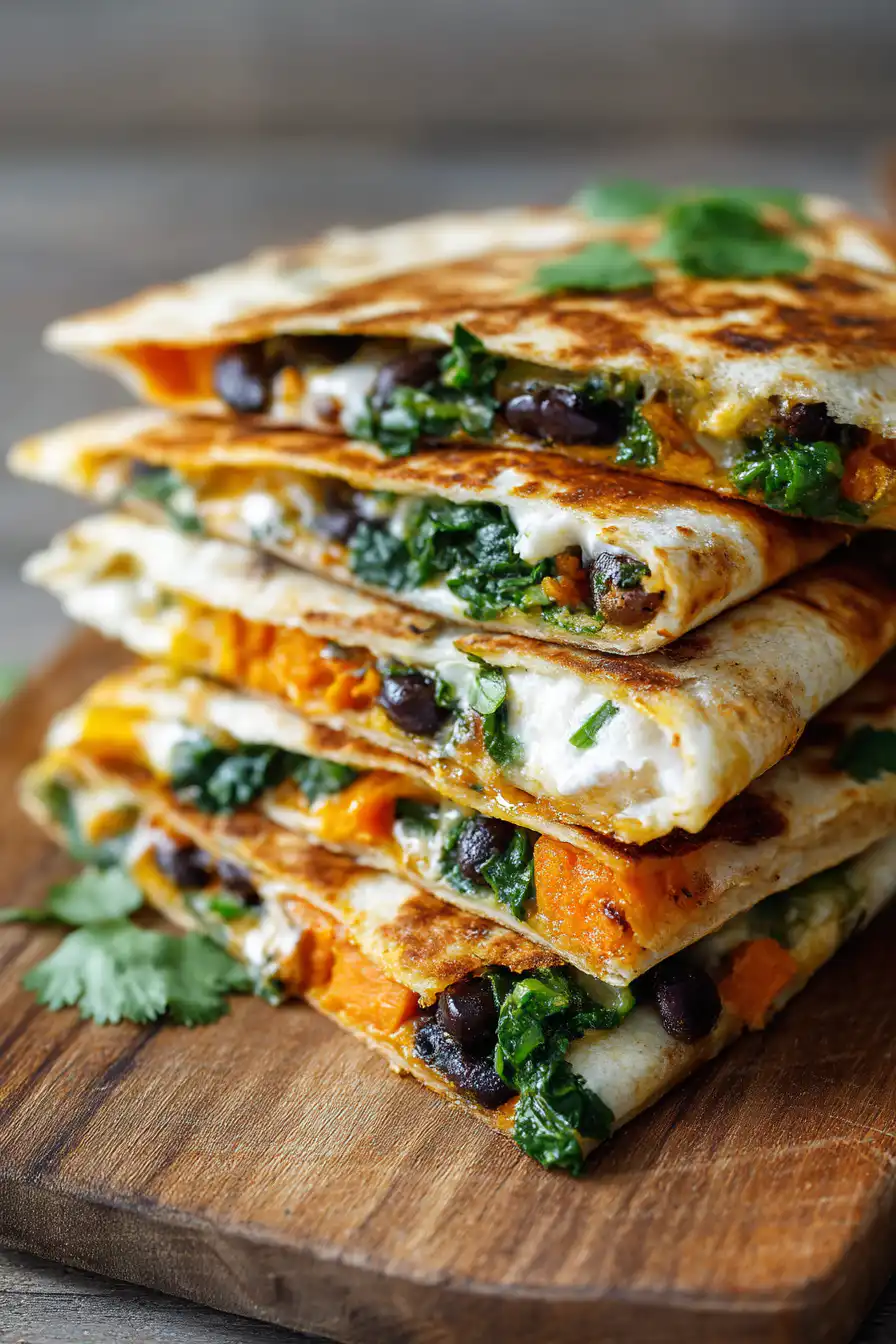 Vegetarian Quesadillas with Black Beans and Sweet Potato