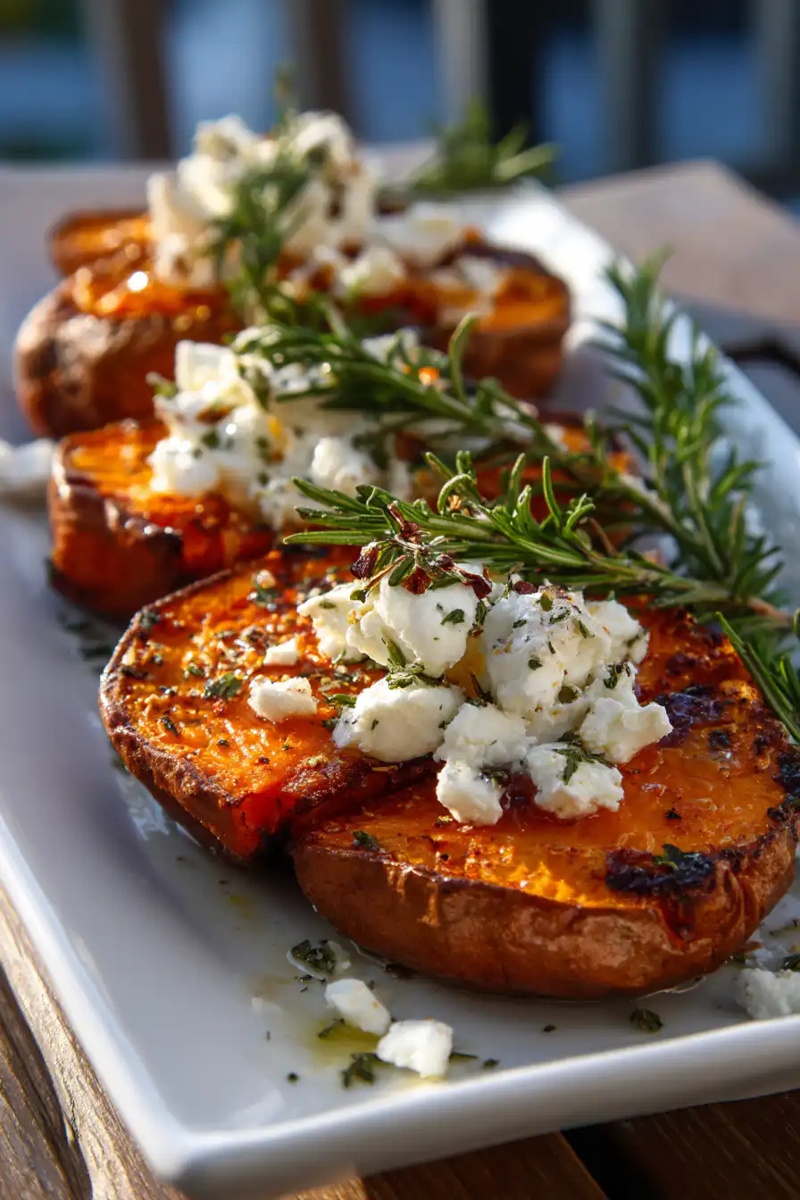 Walnut Maple Goat Cheese Roasted Sweet Potatoes