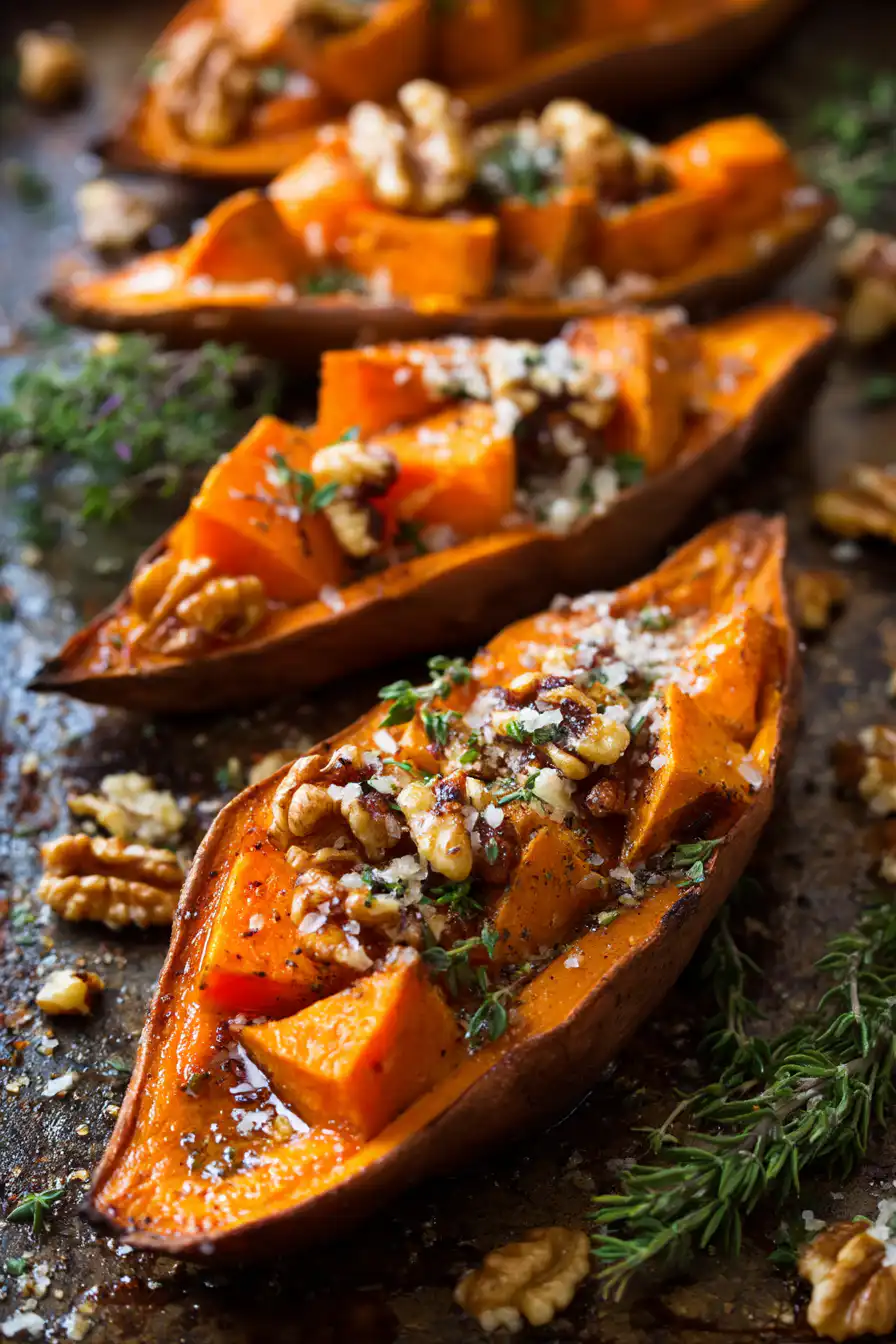 Walnut Maple Roasted Sweet Potatoes