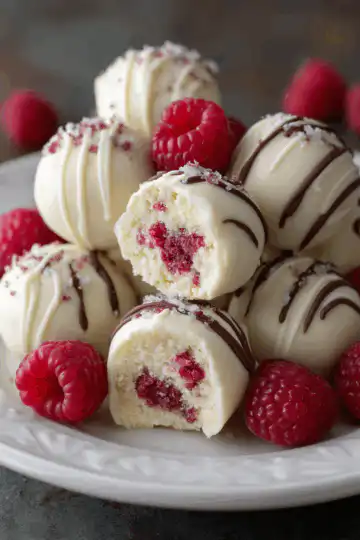White Chocolate Raspberry Cheesecake Balls