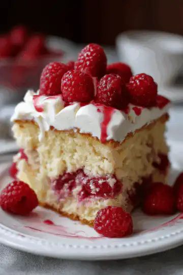 White Chocolate Raspberry Poke Cake