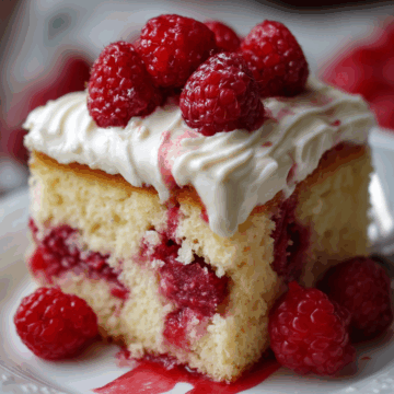 White Chocolate Raspberry Poke Cake