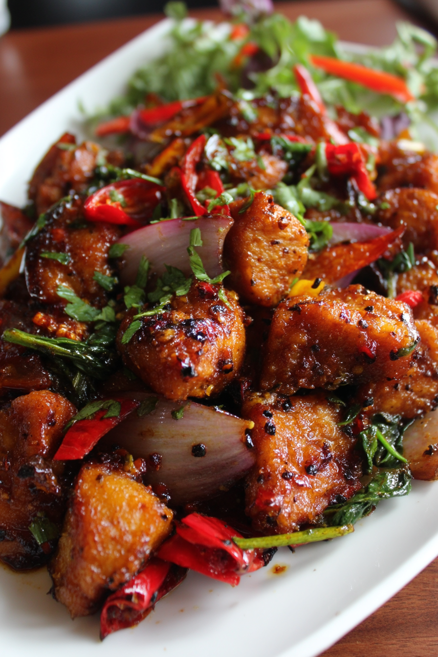 black pepper chicken with juicy tender chicken