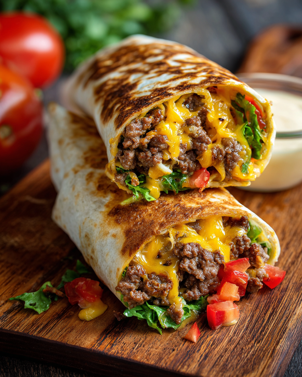 Air Fryer Cheeseburger Wraps