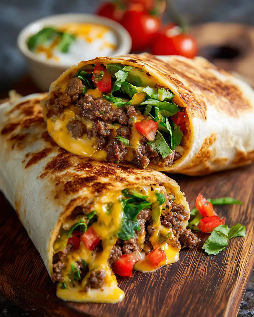 Air Fryer Cheeseburger Wraps